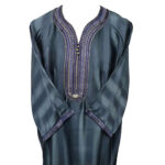 M3qs 005 Habibicollections Mens Moroccan 3 Quarter Sleeve Patterned Jubba Thobe 120245