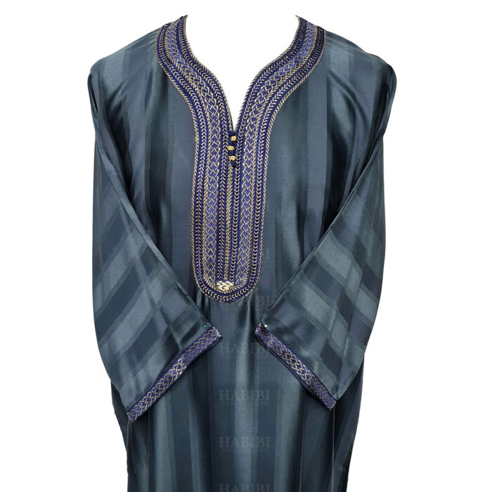 M3qs 005 Habibicollections Mens Moroccan 3 Quarter Sleeve Patterned Jubba Thobe 120245