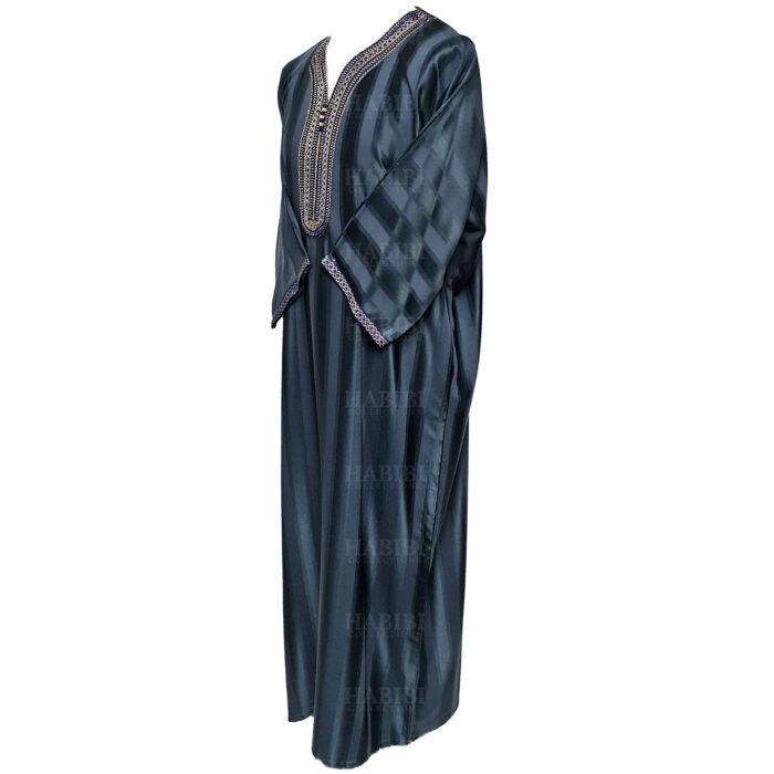 M3qs 005 Habibicollections Mens Moroccan 3 Quarter Sleeve Patterned Jubba Thobe 120255