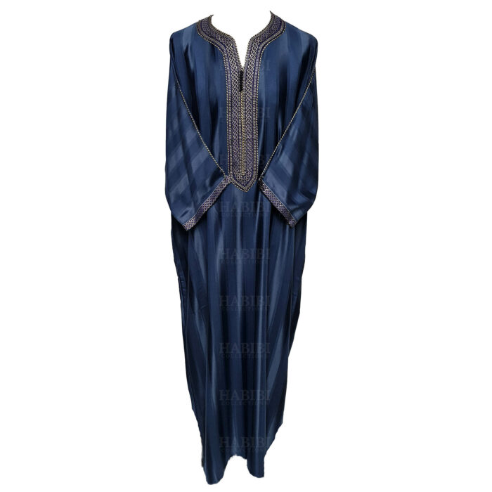 M3qs 007 Habibicollections Mens Moroccan 3 Quarter Sleeve Patterned Jubba Thobe 120641