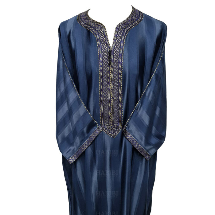 M3qs 007 Habibicollections Mens Moroccan 3 Quarter Sleeve Patterned Jubba Thobe 120646