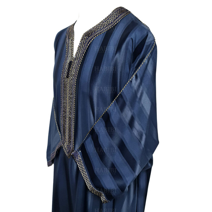 M3qs 007 Habibicollections Mens Moroccan 3 Quarter Sleeve Patterned Jubba Thobe 120659