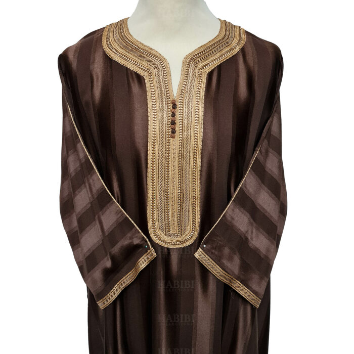 M3qs 011 Habibicollections Mens Moroccan 3 Quarter Sleeve Patterned Jubba Thobe 124313