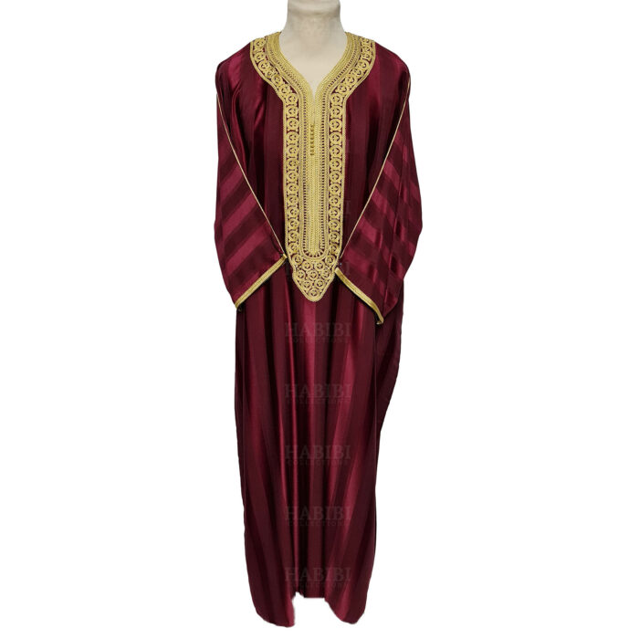 M3qs 013 Habibicollections Mens Moroccan 3 Quarter Sleeve Patterned Jubba Thobe 124622