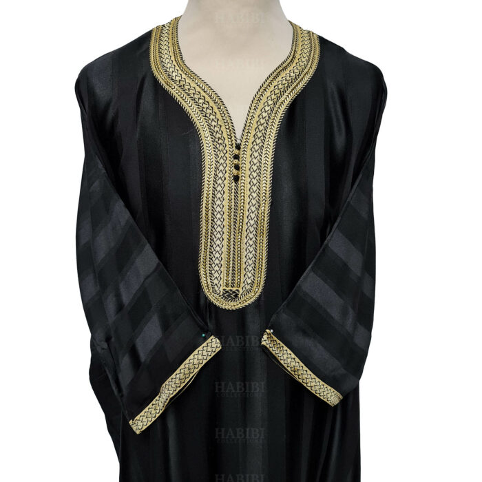 M3qs 014 Habibicollections Mens Moroccan 3 Quarter Sleeve Patterned Jubba Thobe 124834