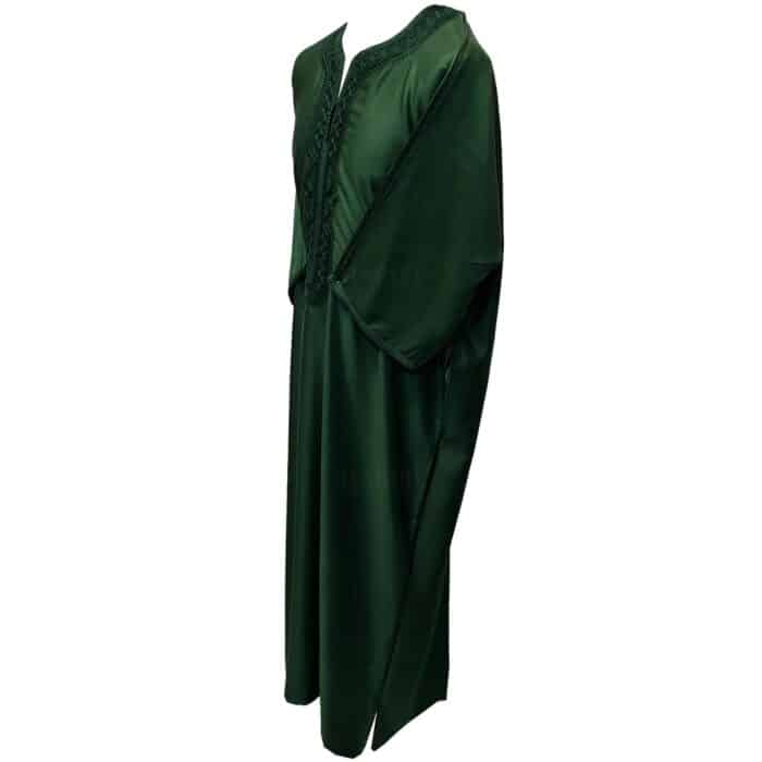 M3qs 80dhmwpc 20bb Moroccan Cotton Blend Dark Green 3 Quarter Sleeve Thobe Jubba Kandora Dishdasha (106)