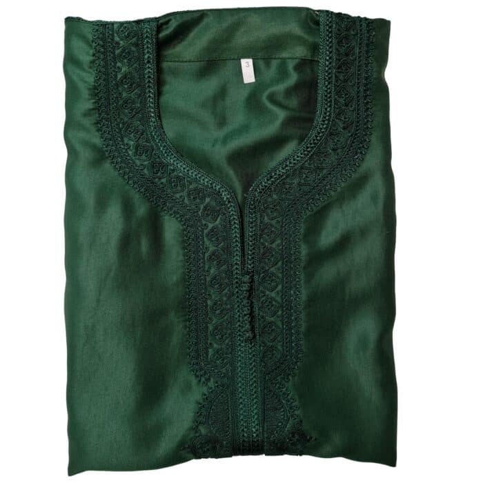 M3qs 80dhmwpc 20bb Moroccan Cotton Blend Dark Green 3 Quarter Sleeve Thobe Jubba Kandora Dishdasha (107)