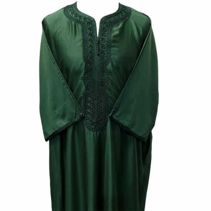 M3qs 80dhmwpc 20bb Moroccan Cotton Blend Dark Green 3 Quarter Sleeve Thobe Jubba Kandora Dishdasha (109)