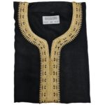 M3qs Azd 005 Moroccan Cotton Blend Black 3 Quarter Sleeve Thobe Jubba Kandora Dishdasha (6)