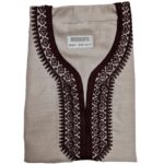 M3qs Azd 007 Moroccan Cotton Blend Beige 3 Quarter Sleeve Thobe Jubba Kandora Dishdasha (3)