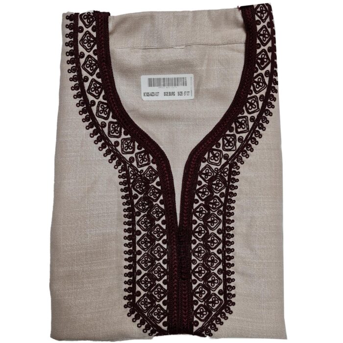 M3qs Azd 007 Moroccan Cotton Blend Beige 3 Quarter Sleeve Thobe Jubba Kandora Dishdasha (3)