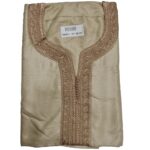 M3qs Azd 012 Moroccan Cotton Blend Beige 3 Quarter Sleeve Thobe Jubba Kandora Dishdasha (3)