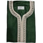M3qs Azd 017 Moroccan Cotton Blend Dark Green 3 Quarter Sleeve Thobe Jubba Kandora Dishdasha (5)
