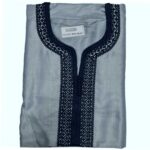 M3qs Azd 019 Moroccan Cotton Blend Grey 3 Quarter Sleeve Thobe Jubba Kandora Dishdasha