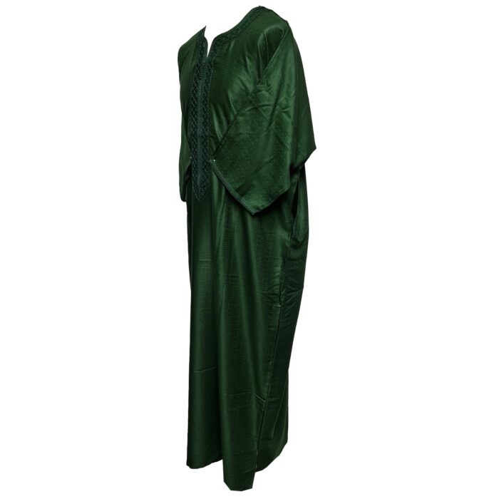 M3qs Azd 020 Moroccan Cotton Blend Dark Green 3 Quarter Sleeves Thobe Jubba Kandora Dishdasha0630 134448 (1)