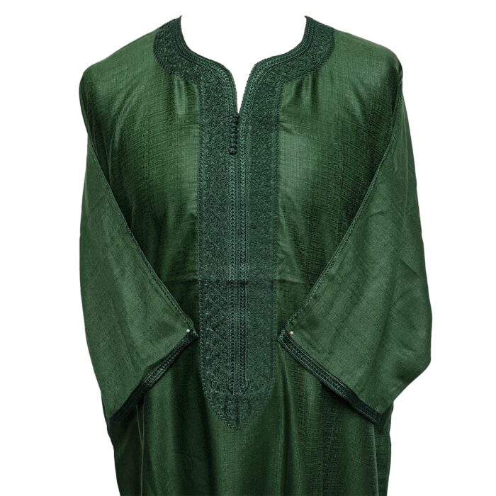 M3qs Azd 020 Moroccan Cotton Blend Dark Green 3 Quarter Sleeves Thobe Jubba Kandora Dishdasha0630 134448 (3)