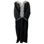 M3qs Azd 092 Moroccan Cotton Blend Black 3 Quarter Sleeve Thobe Jubba Kandora Dishdasha (13)