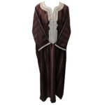 M3qs Azd 093 Moroccan Cotton Blend Brown 3 Quarter Sleeve Thobe Jubba Kandora Dishdasha (25)
