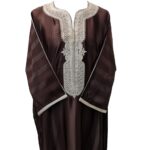 M3qs Azd 093 Moroccan Cotton Blend Brown 3 Quarter Sleeve Thobe Jubba Kandora Dishdasha (26)