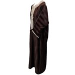 M3qs Azd 093 Moroccan Cotton Blend Brown 3 Quarter Sleeve Thobe Jubba Kandora Dishdasha (27)