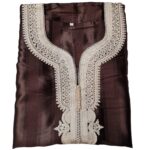 M3qs Azd 093 Moroccan Cotton Blend Brown 3 Quarter Sleeve Thobe Jubba Kandora Dishdasha (28)