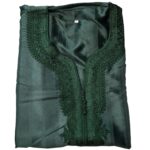 M3qs Azd 097 Moroccan Cotton Blend Dark Green 3 Quarter Sleeve Thobe Jubba Kandora Dishdasha (24)