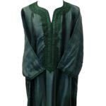 M3qs Azd 097 Moroccan Cotton Blend Dark Green 3 Quarter Sleeve Thobe Jubba Kandora Dishdasha (26)