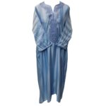 M3qs Azd 098 Moroccan Cotton Blend Light Blue 3 Quarter Sleeve Thobe Jubba Kandora Dishdasha (45)