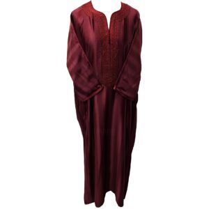 M3qs Azd 099 Moroccan Cotton Blend Maroon 3 Quarter Sleeve Thobe Jubba Kandora Dishdasha (29)