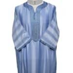 M3qs Azd 2022a Moroccan Cotton Blend Blue 3 Quarter Sleeve Thobe Jubba Kandora Dishdasha (3)