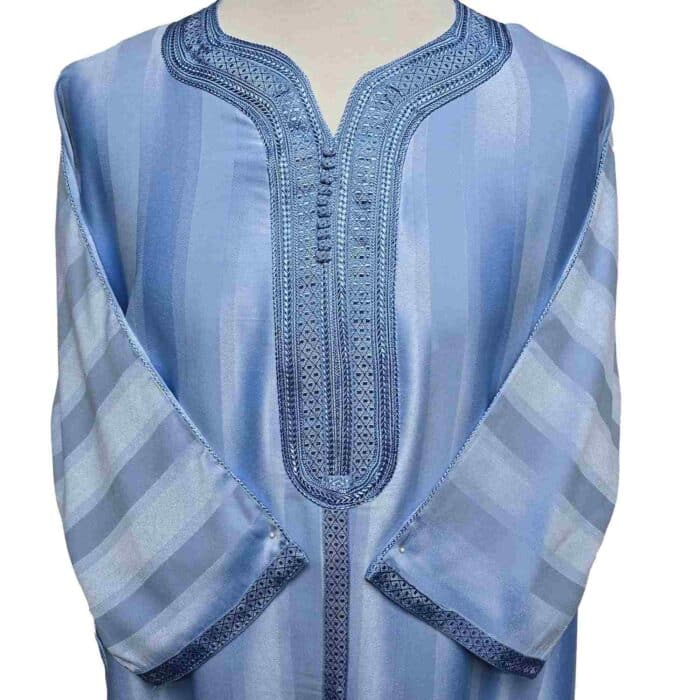 M3qs Azd 20cc Unisex Cotton Blend Blue 3 Quarter Sleeve Thobe Jubba Kandora Dishdasha (4)