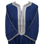 M3qs Azdblu 011 Men Moroccan Cotton Blend 3 Quarter Sleeves Thobe Jubba Kandora 205639