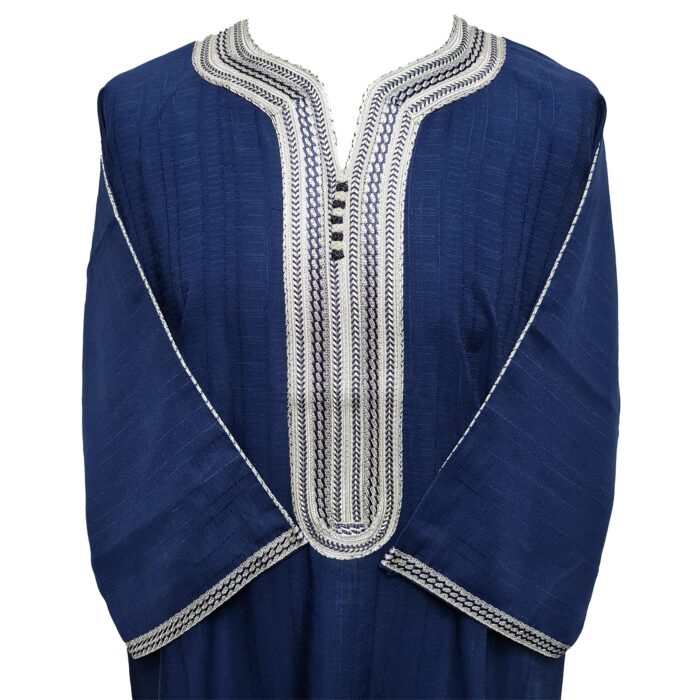 M3qs Azdblu 011 Men Moroccan Cotton Blend 3 Quarter Sleeves Thobe Jubba Kandora 205639
