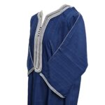 M3qs Azdblu 011 Men Moroccan Cotton Blend 3 Quarter Sleeves Thobe Jubba Kandora 205647