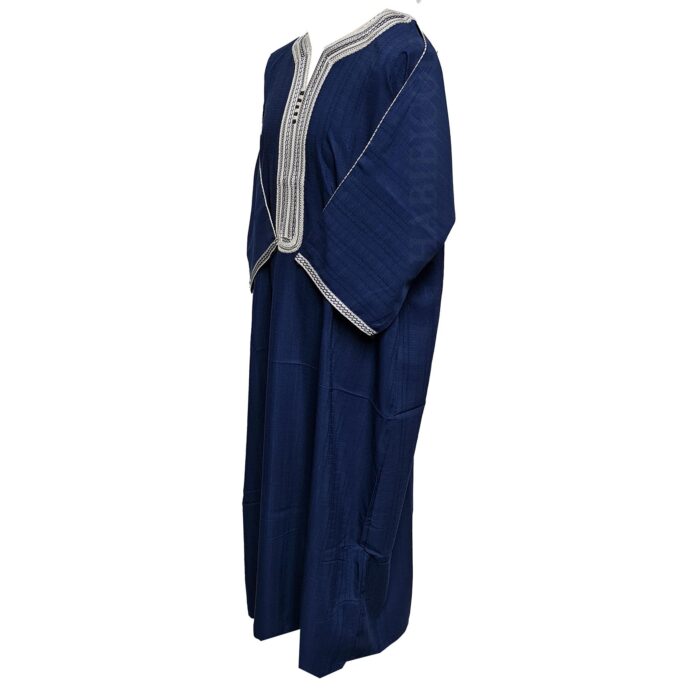 M3qs Azdblu 011 Men Moroccan Cotton Blend 3 Quarter Sleeves Thobe Jubba Kandora 205655