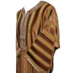 M3qs Azdbr 015 Men Moroccan Cotton Blend 3 Quarter Sleeves Thobe Jubba Kandora 200904