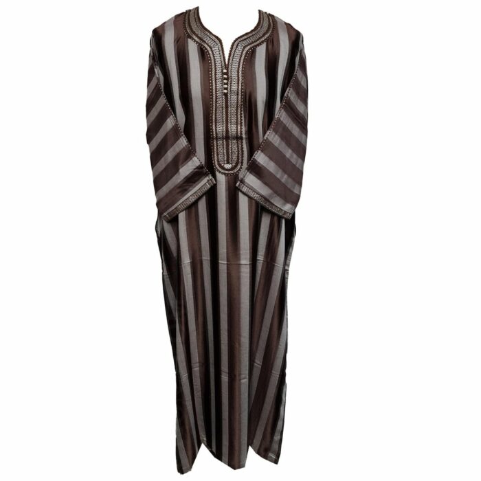 M3qs Azdbrn 002 Men Moroccan Cotton Blend 3 Quarter Sleeves Thobe Jubba Kandora 201054