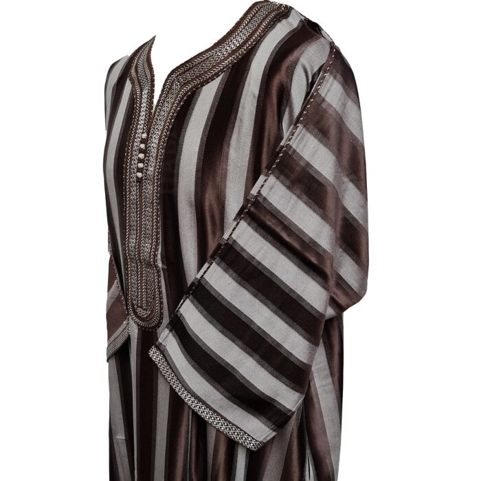 M3qs Azdbrn 002 Men Moroccan Cotton Blend 3 Quarter Sleeves Thobe Jubba Kandora 201105