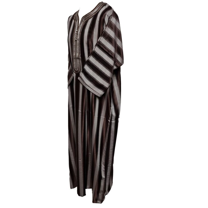 M3qs Azdbrn 002 Men Moroccan Cotton Blend 3 Quarter Sleeves Thobe Jubba Kandora 201110
