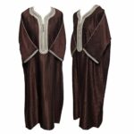 M3qs Azdflnbrwn 022c Men Moroccan Cotton Blend 3 Quarter Sleeves Thobe Jubba Kandora 185049