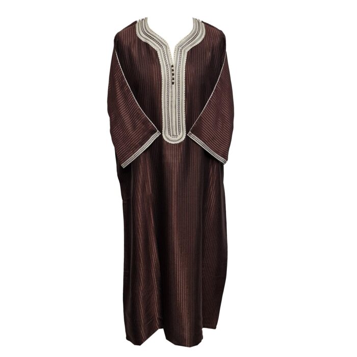 M3qs Azdflnbrwn 022c Men Moroccan Cotton Blend 3 Quarter Sleeves Thobe Jubba Kandora 185050