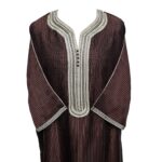 M3qs Azdflnbrwn 022c Men Moroccan Cotton Blend 3 Quarter Sleeves Thobe Jubba Kandora 185054