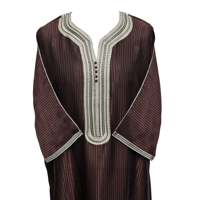 M3qs Azdflnbrwn 022c Men Moroccan Cotton Blend 3 Quarter Sleeves Thobe Jubba Kandora 185054