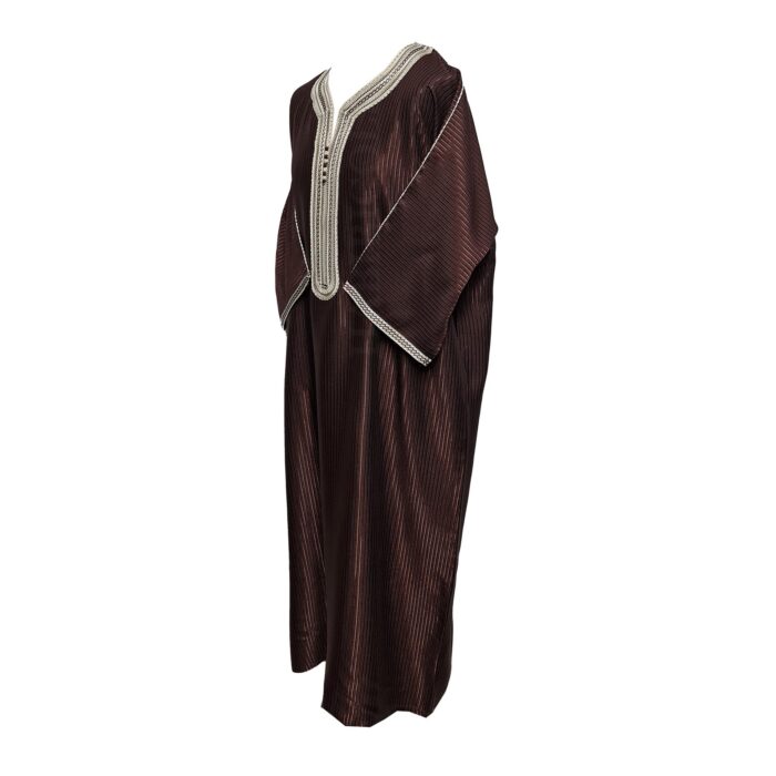 M3qs Azdflnbrwn 022c Men Moroccan Cotton Blend 3 Quarter Sleeves Thobe Jubba Kandora 185103