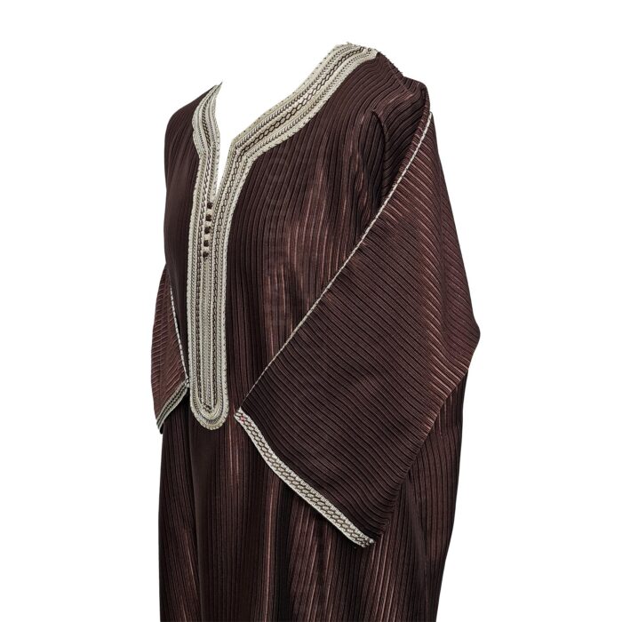 M3qs Azdflnbrwn 022c Men Moroccan Cotton Blend 3 Quarter Sleeves Thobe Jubba Kandora 185109