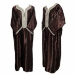 M3qs Azdflnbrwn 023d Men Moroccan Cotton Blend 3 Quarter Sleeves Thobe Jubba Kandora 184937
