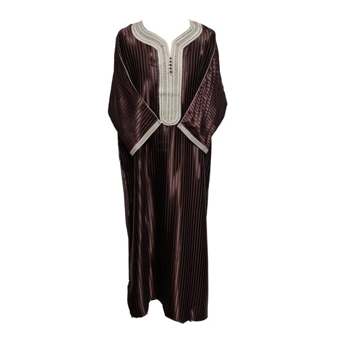 M3qs Azdflnbrwn 023d Men Moroccan Cotton Blend 3 Quarter Sleeves Thobe Jubba Kandora 184938
