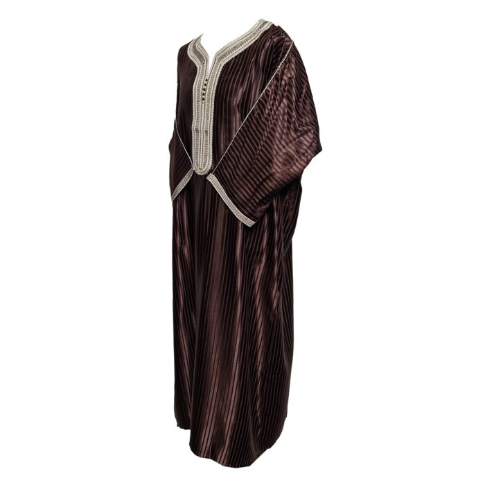 M3qs Azdflnbrwn 023d Men Moroccan Cotton Blend 3 Quarter Sleeves Thobe Jubba Kandora 184956