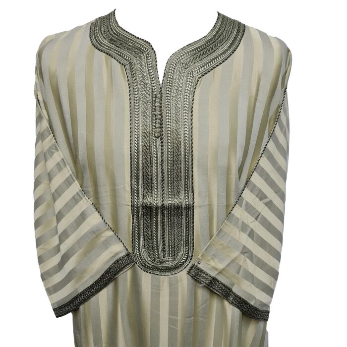 M3qs Azdlg 016 Men Moroccan Cotton Blend 3 Quarter Sleeves Thobe Jubba Kandora 201156