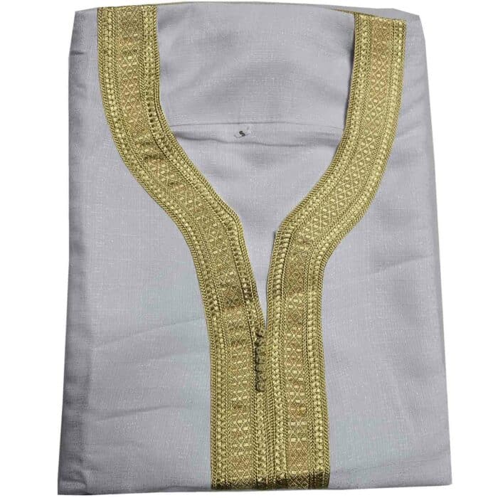 M3qs Azdwht 0025 Moroccan Cotton Blend White 3 Quarter Sleeves Thobe Jubba Kandorah Dishdasha
